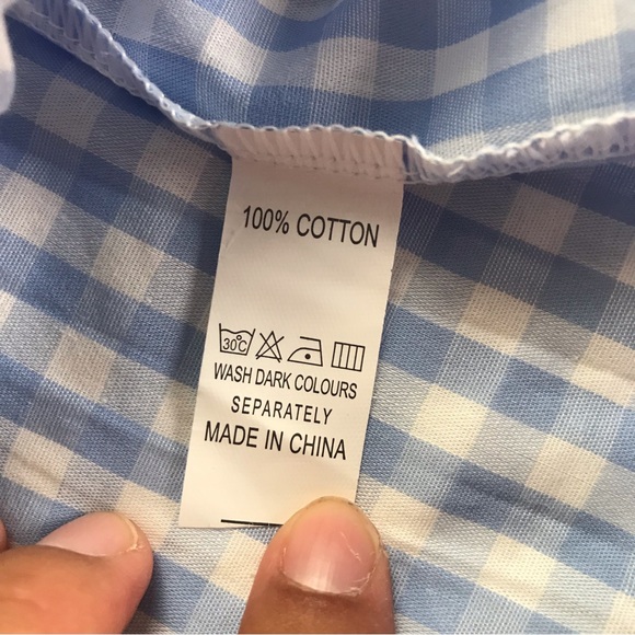 E. Retro Button Down High Low Blouse Women’s Size XXL Blue / White Long Sleeve - Picture 10 of 14